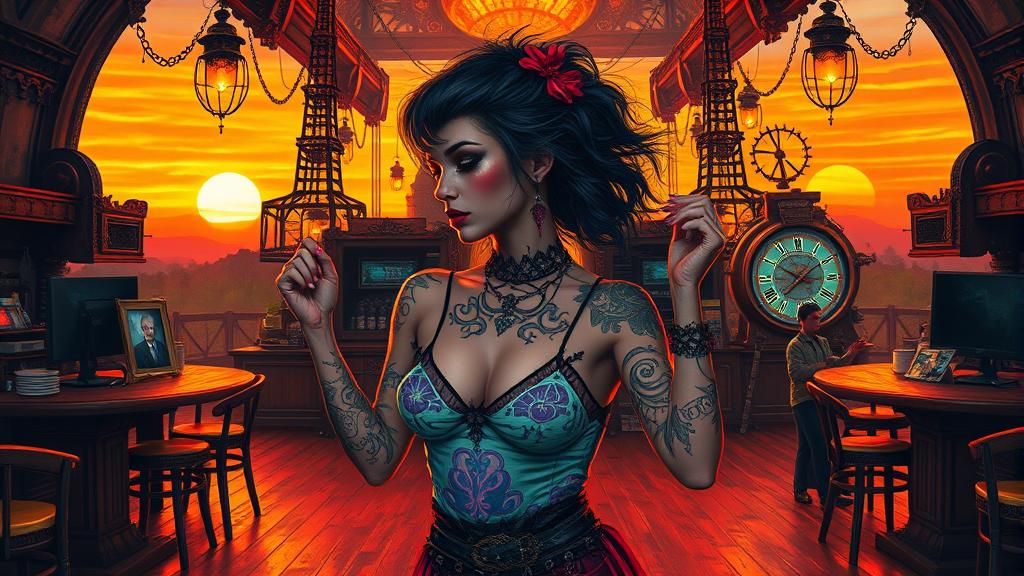 Victorian Punk Rocker Swing Dance in Steampunk Saloon