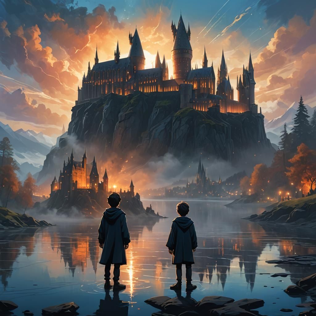 Harry Potter at Hogwarts Lake: Fantasy Concept Art