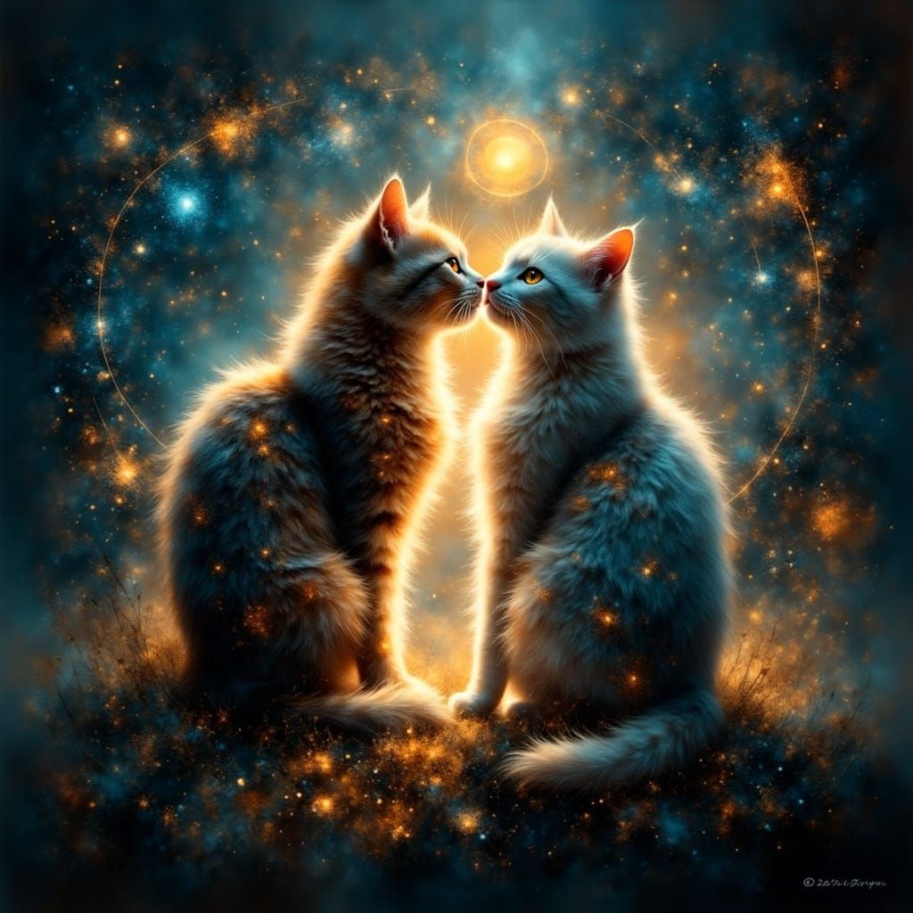 Light and Shadow Cats in Cosmic Dance