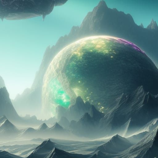 Detailed Crystal Planet Concept Art
