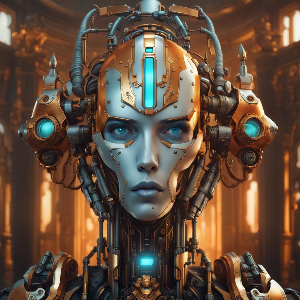 Sci-Fi Robot Portrait in Detailed Matte Painting Style