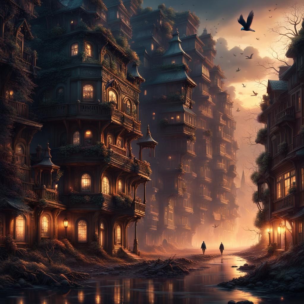 Dramatic Matte Painting of Evening Birdsong