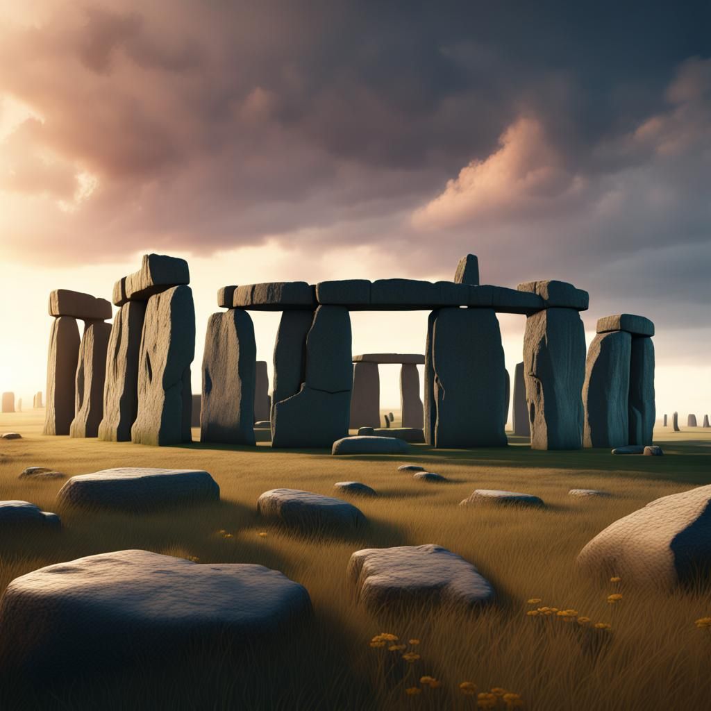 Stonehenge Painting: Detailed Fantasy Concept Art