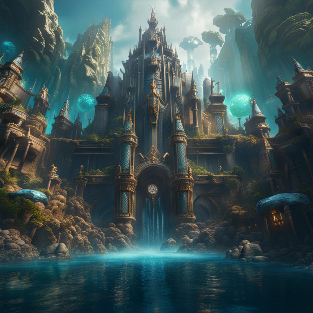 Atlantis King in Underwater Kingdom: Digital Matte Painting