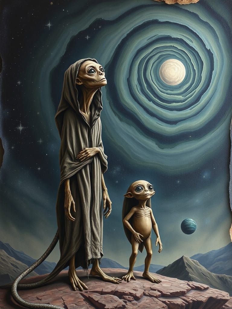 Ethereal Alien Encounter in a Dreamlike Landscape