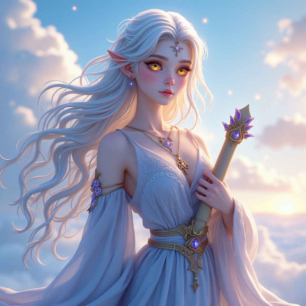 Ethereal Air Genasi Bard with Opalescent Glow