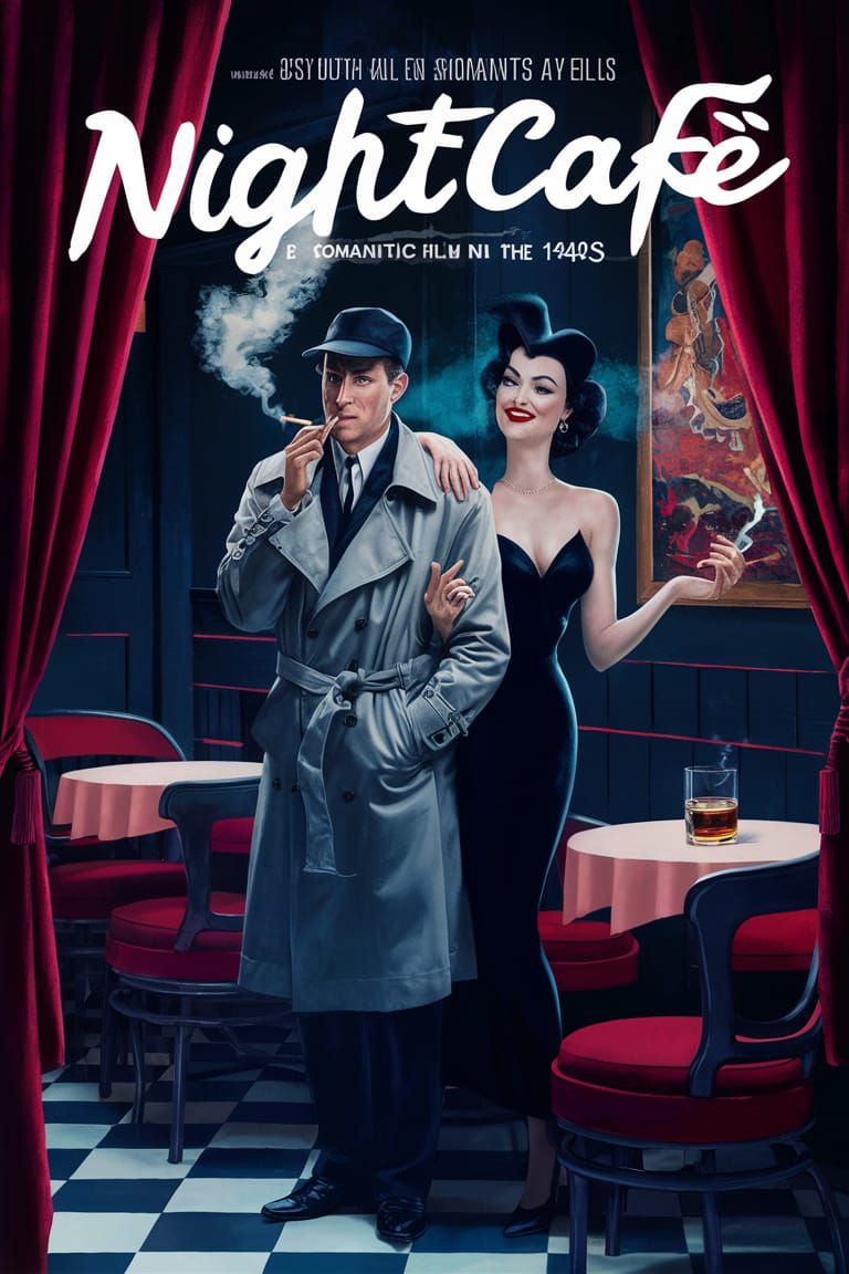 NightCafe: Romantic Noir Movie Poster in 40s Style