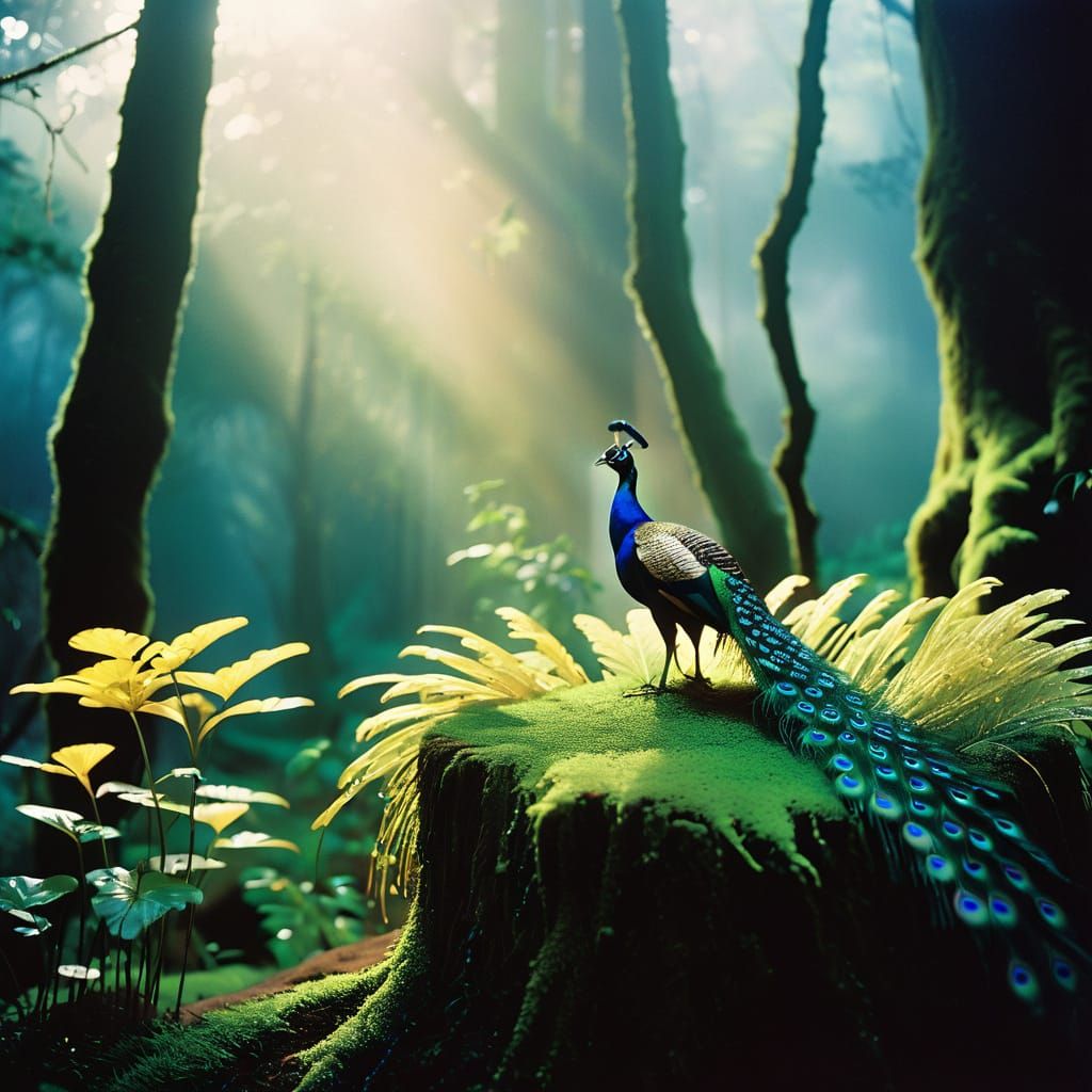 Mystical Forest Encounter in Cinematic Film Style