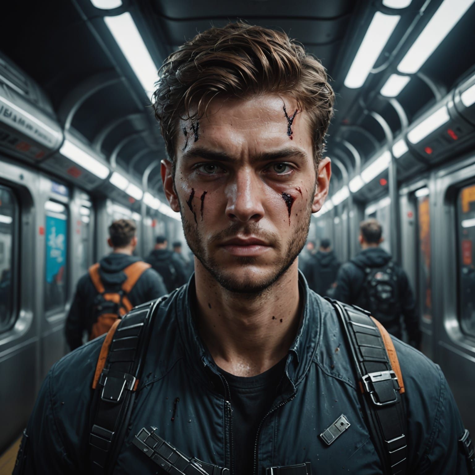 Hero Falls in Metro Chaos in Elaborate Fantasy Art