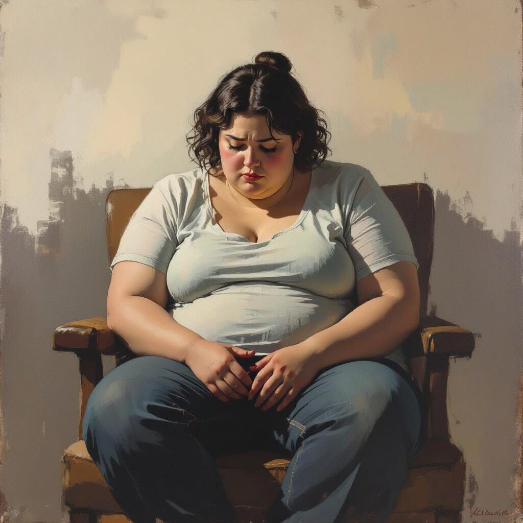 Empathetic Portrait of Obesity with Surreal Realism