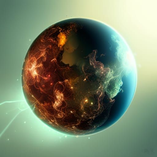 Cosmic Planets Radiating Energy in Cel-Shaded Style