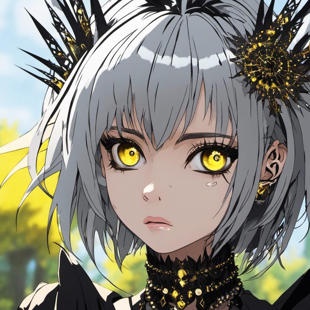 Raver Goth Girl in Anime Style Forest