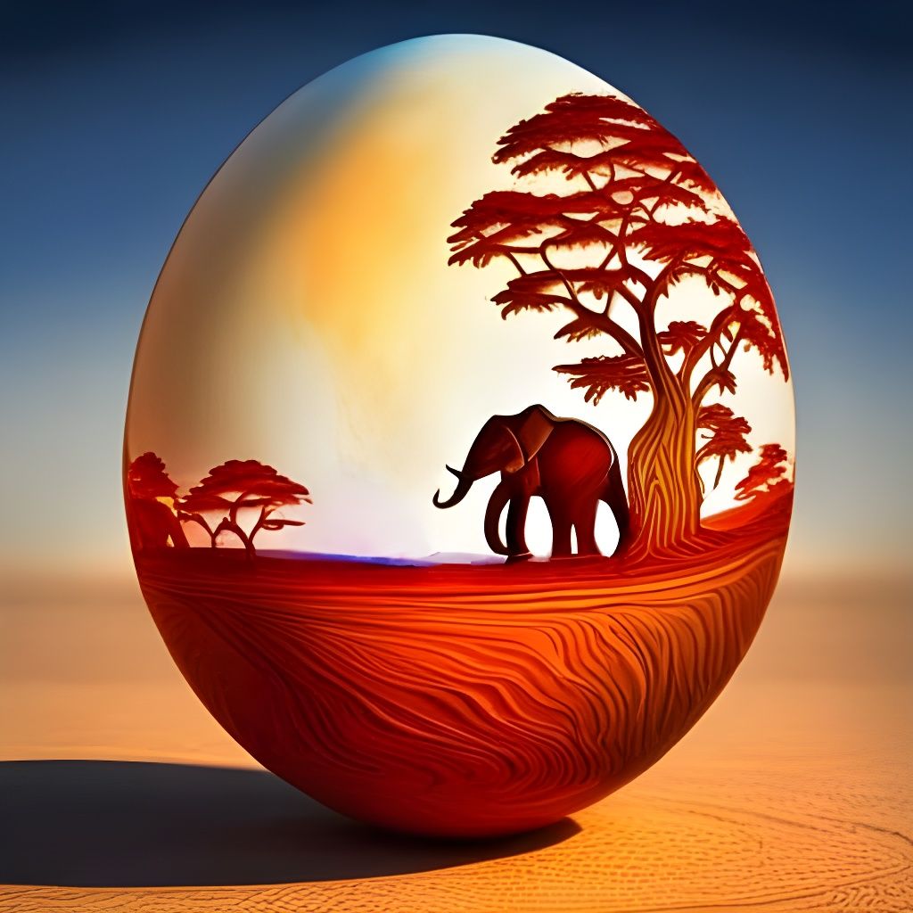 Vibrant Kalti Paarti Egg Carving with African Safari