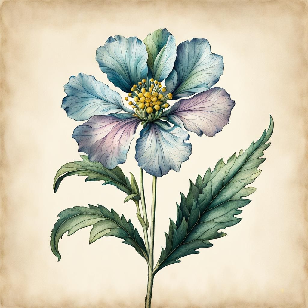 Antique Botanical Ink Drawing of Wildflower