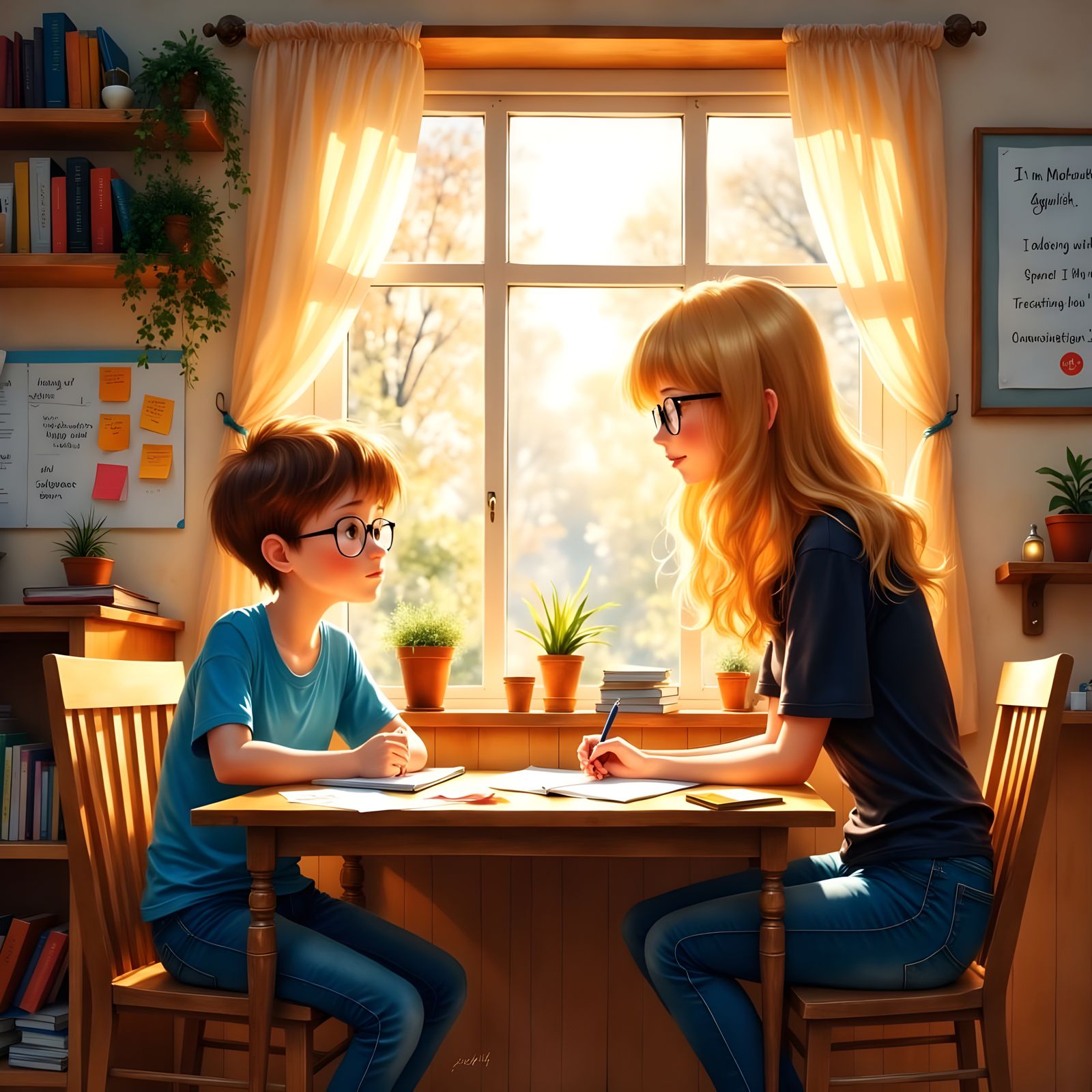 Cozy Anime Tutoring Session for Dyslexic Teen