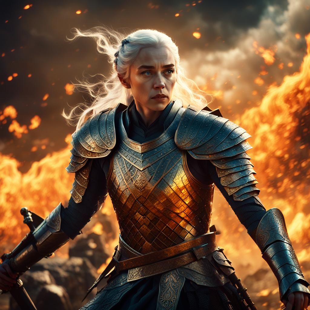 Fiery Queen in Golden Light: A Digital Portrait