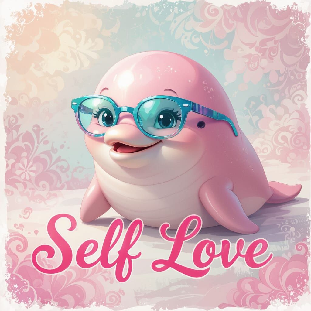 Pastel Dolphin with Eyeglasses in Watercolor Style