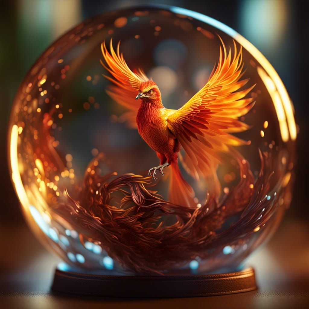 Phoenix Trapped: Photorealistic CGI in Glass Sphere
