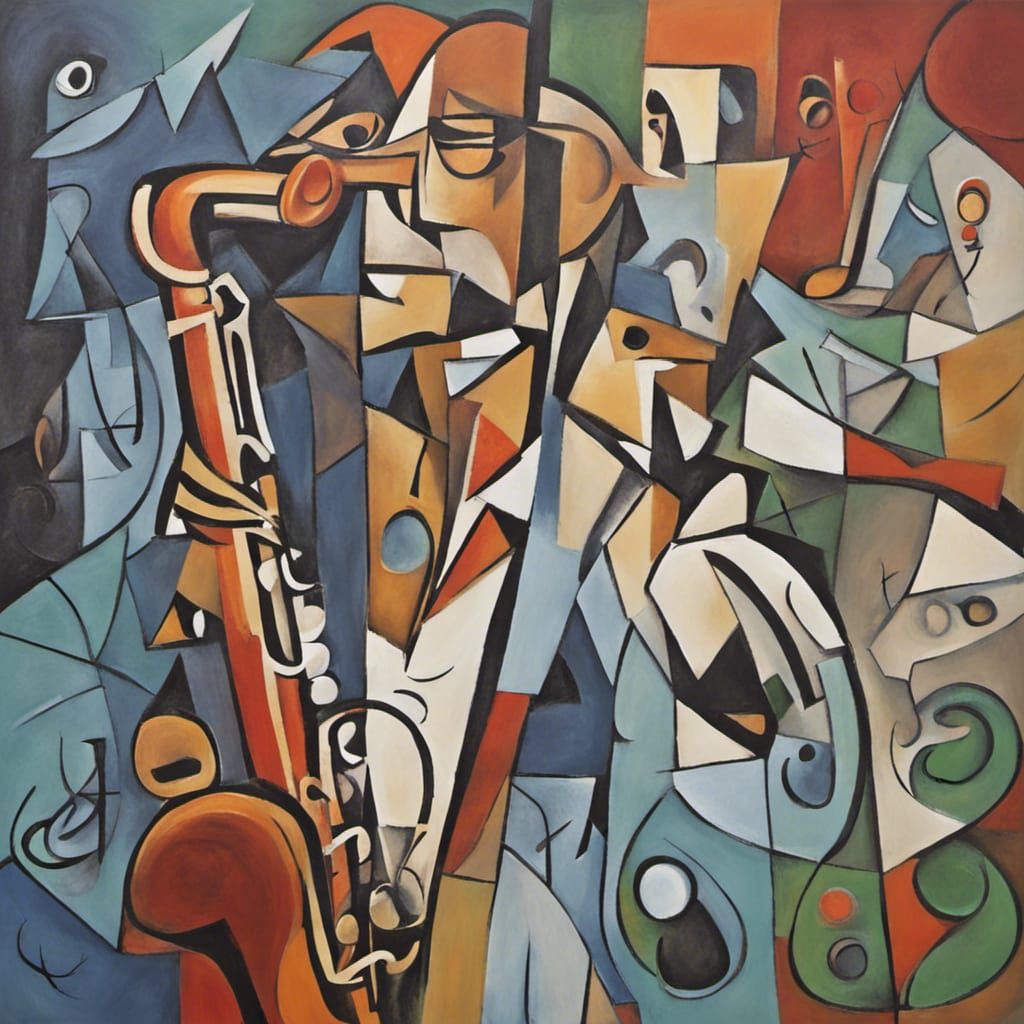 Jazz Saxophonist in Picasso Style