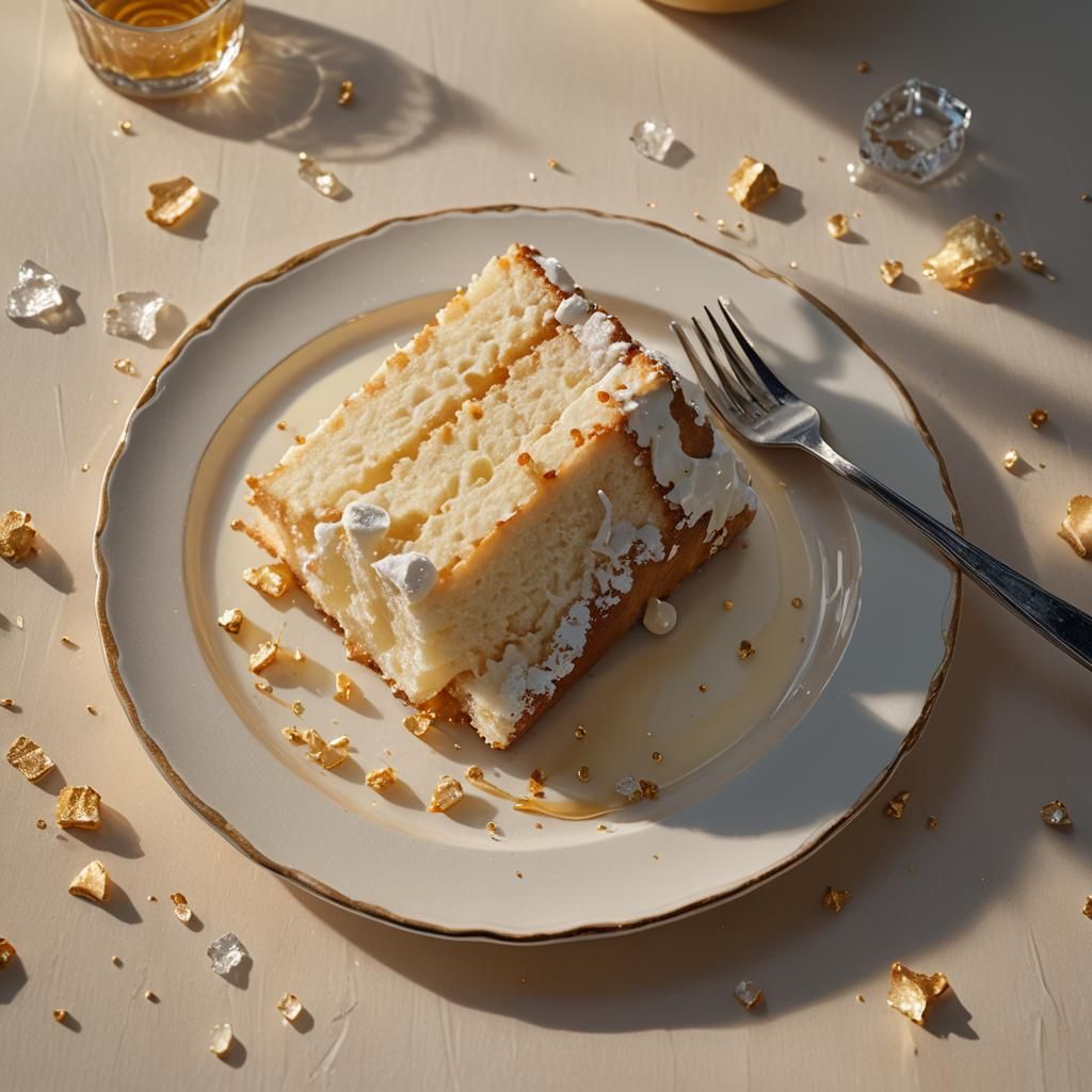 Angel Food Cake in Golden Hour Light