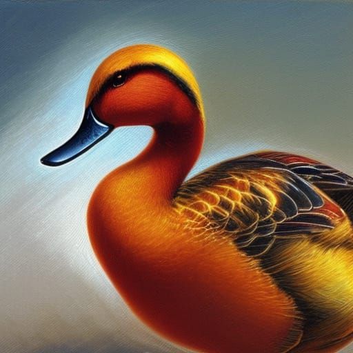Patriotic Fire Duck in Oil Painting Style