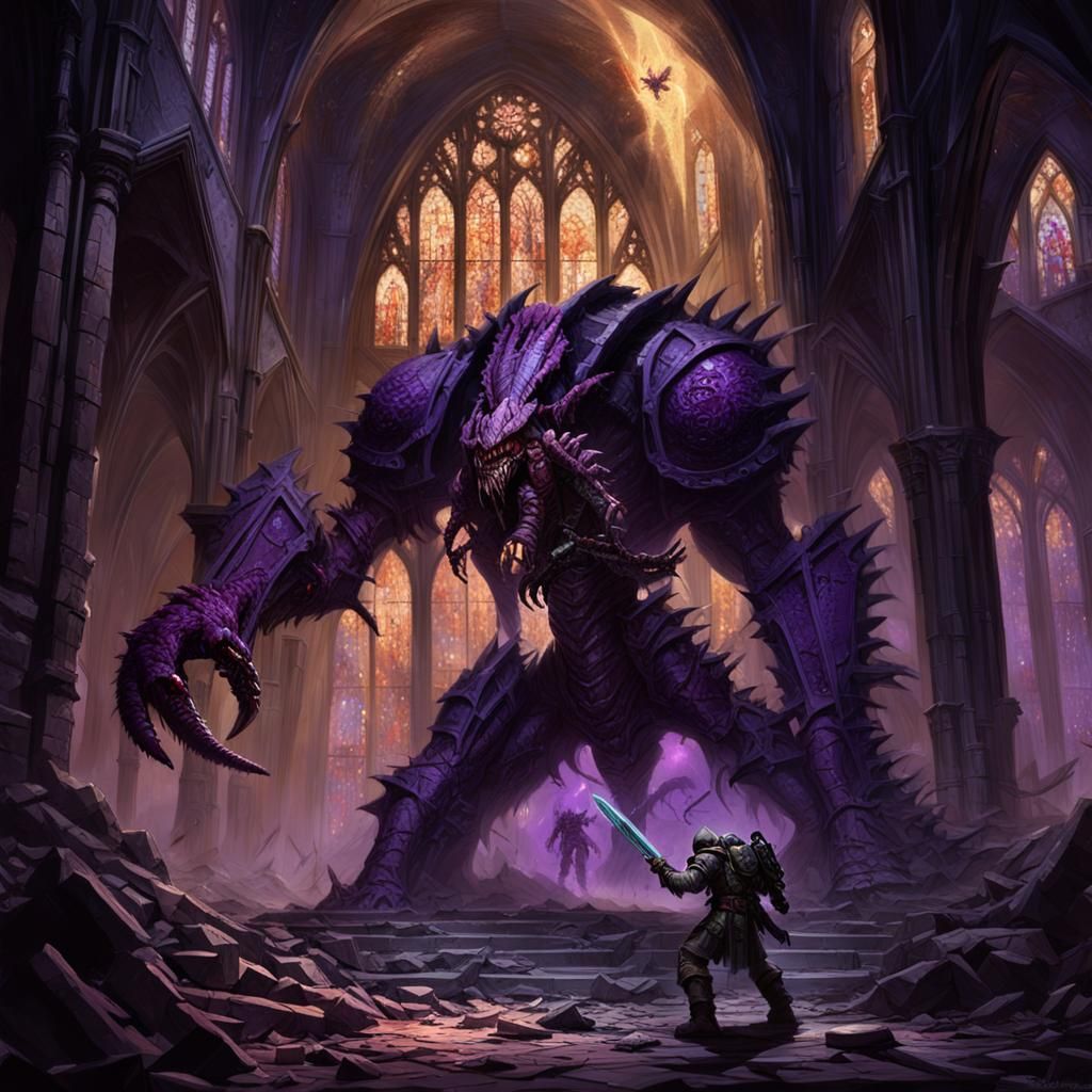 Space Marine vs Tyranid in Gothic Ruins
