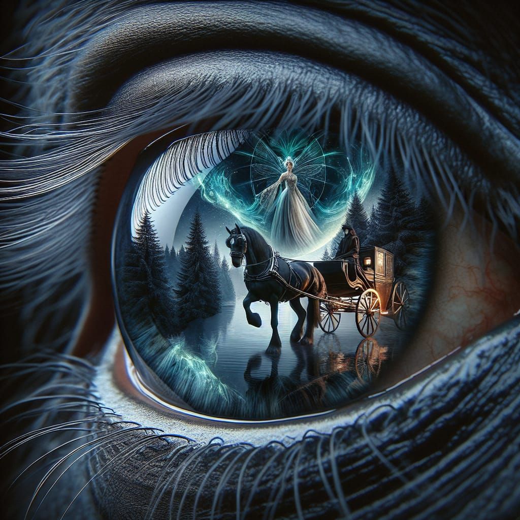 Horse's Eye Reflecting Fairy Queen in Forest