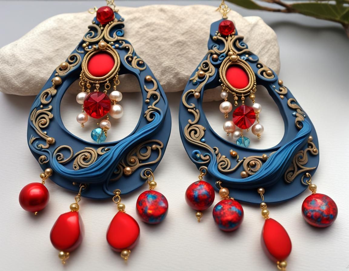 Candy Art Earrings with Polymer Clay and Crystals