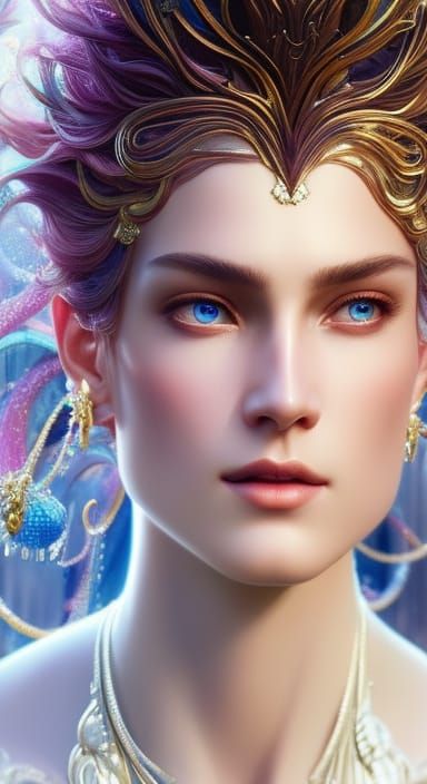 Mesmerizing Pearl and Glass God Portrait