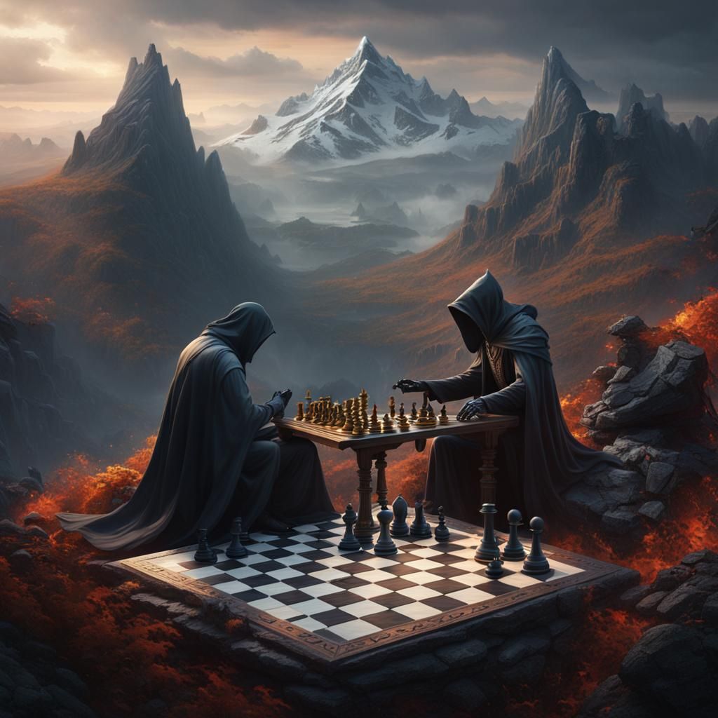 Chess Game with Death on a Mountain