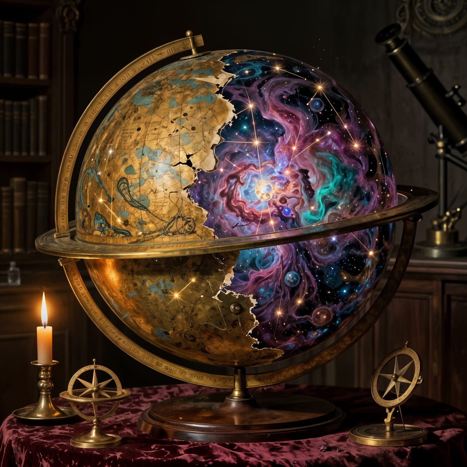 Cracked Celestial Globe Reveals Cosmic Nebula in Golden Age ...