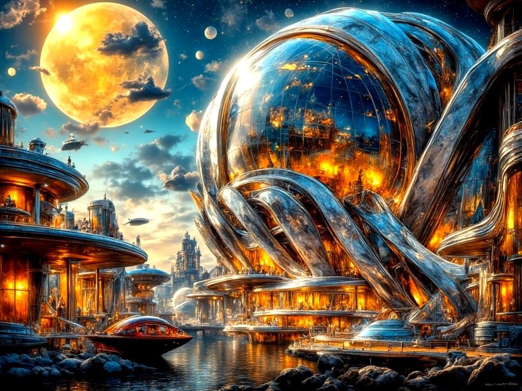 Futuristic Glass Space Observatory in Jetsons Style