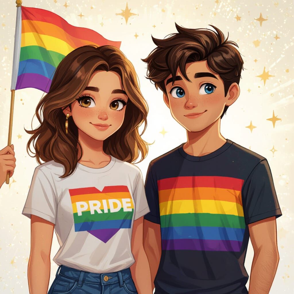 Pride Flag Friendship Portrait in Dynamic Lighting