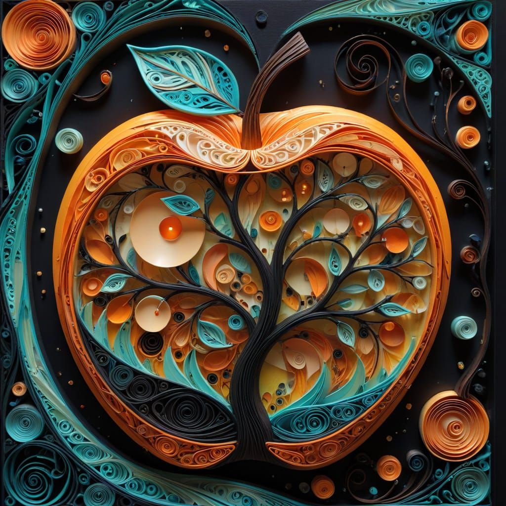 Apple made of quilling of papers