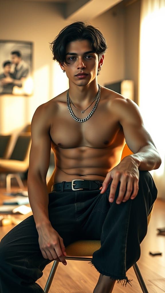 Confident Young Man in Fashionable Pose, Exuding Effortless ...