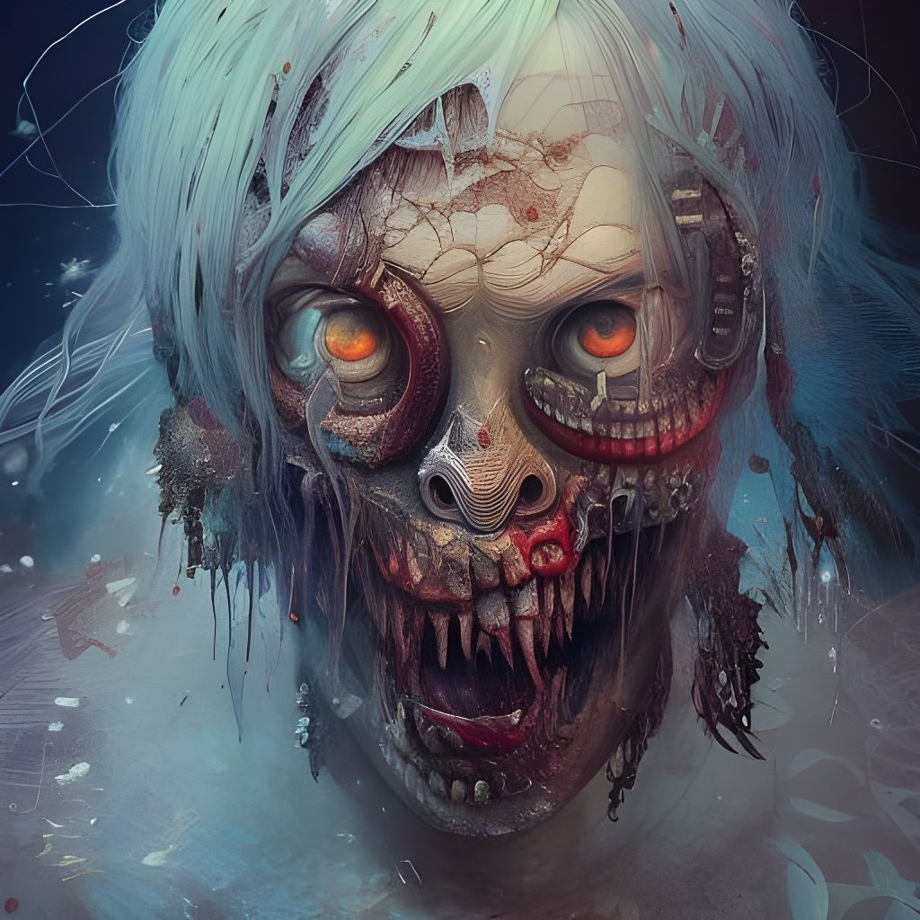 Majestic Mutated Zombie Portrait in Hyperdetailed Style