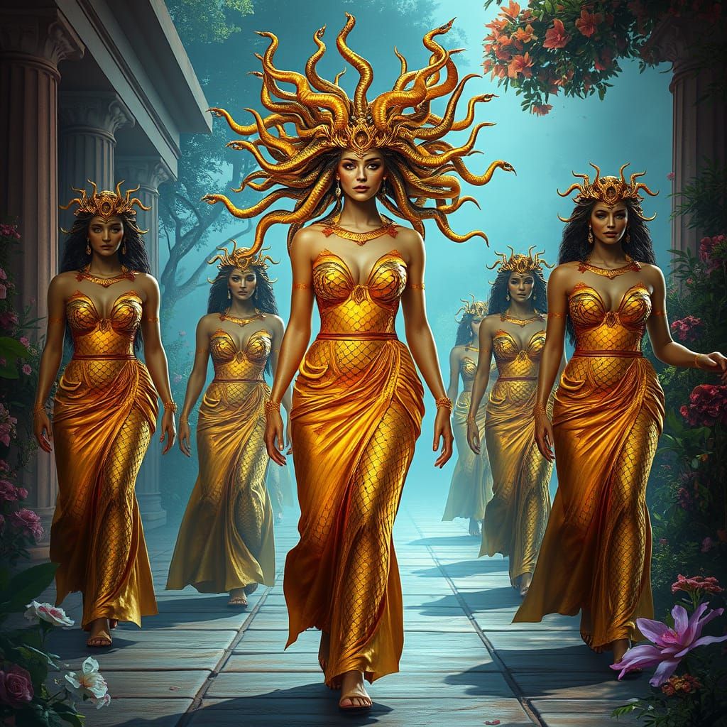 Medusa's Serpentine Splendor in Greek Architecture