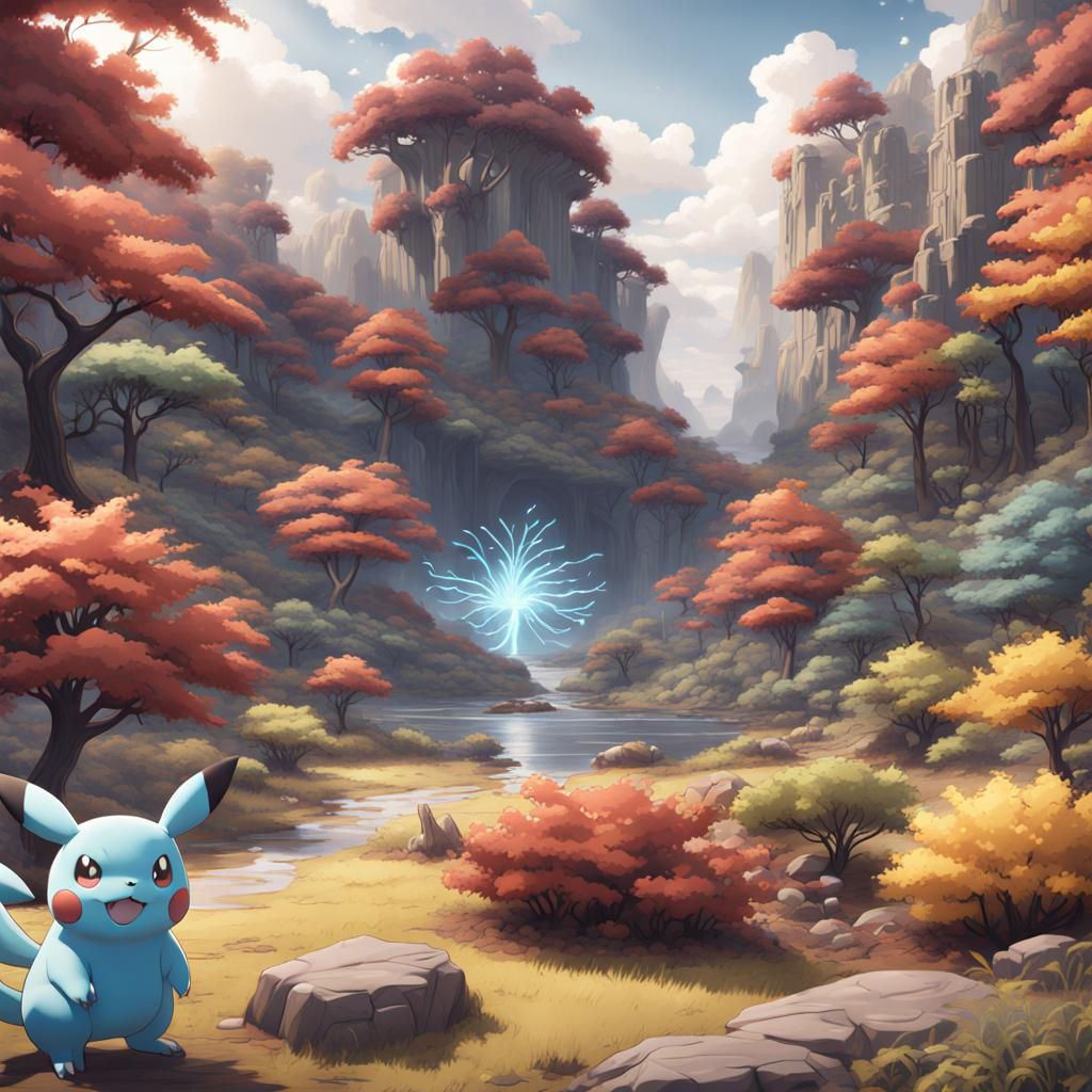 Detailed Pokémon Matte Painting in Deep Color