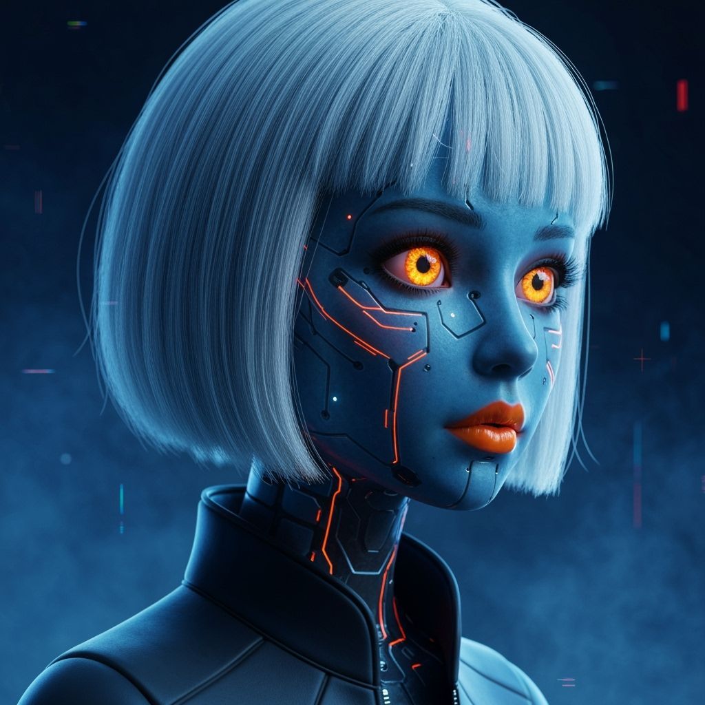 Cyberpunk Girl with Bioluminescent Face