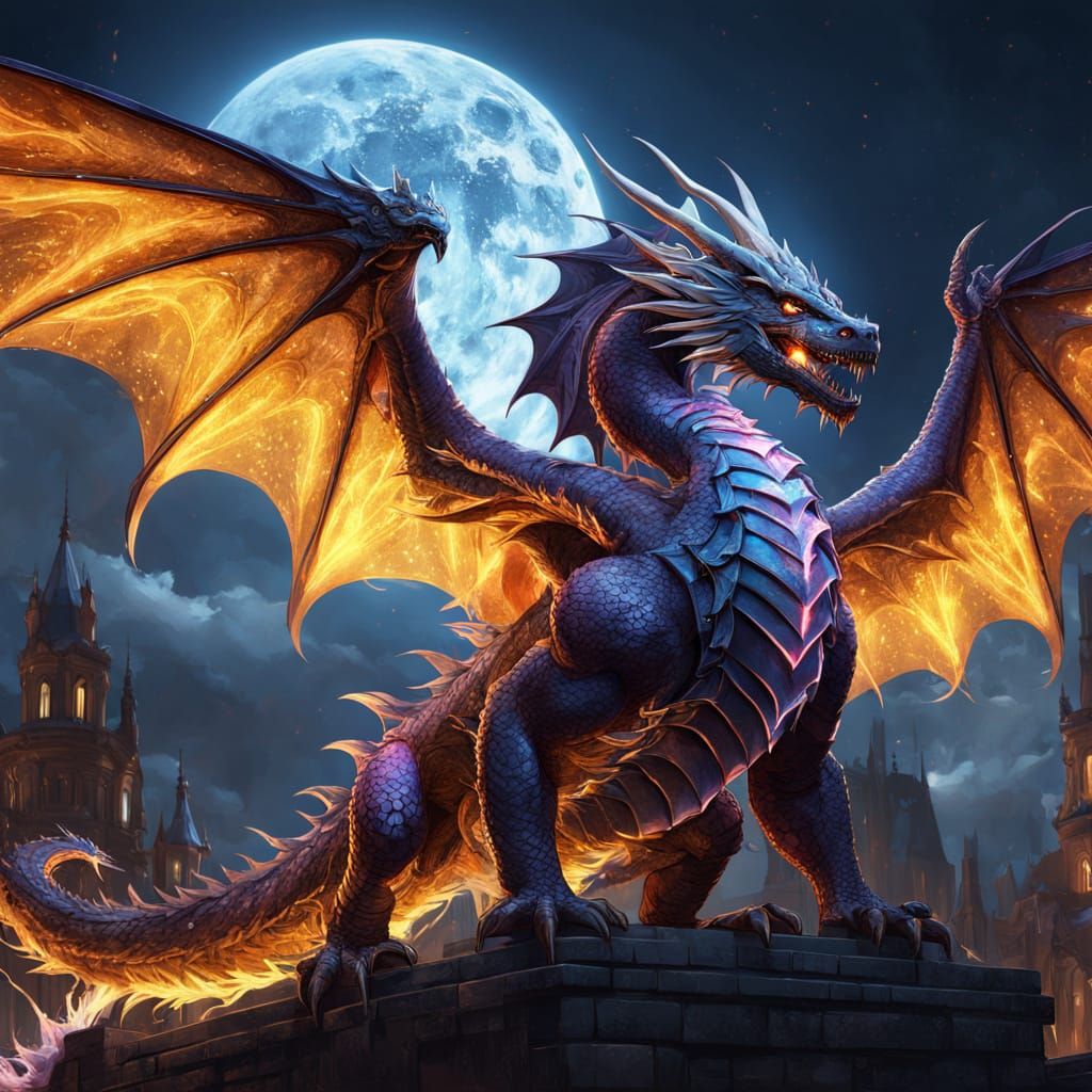 Elemental Dragon Soaring: Dark Fantasy Concept Art