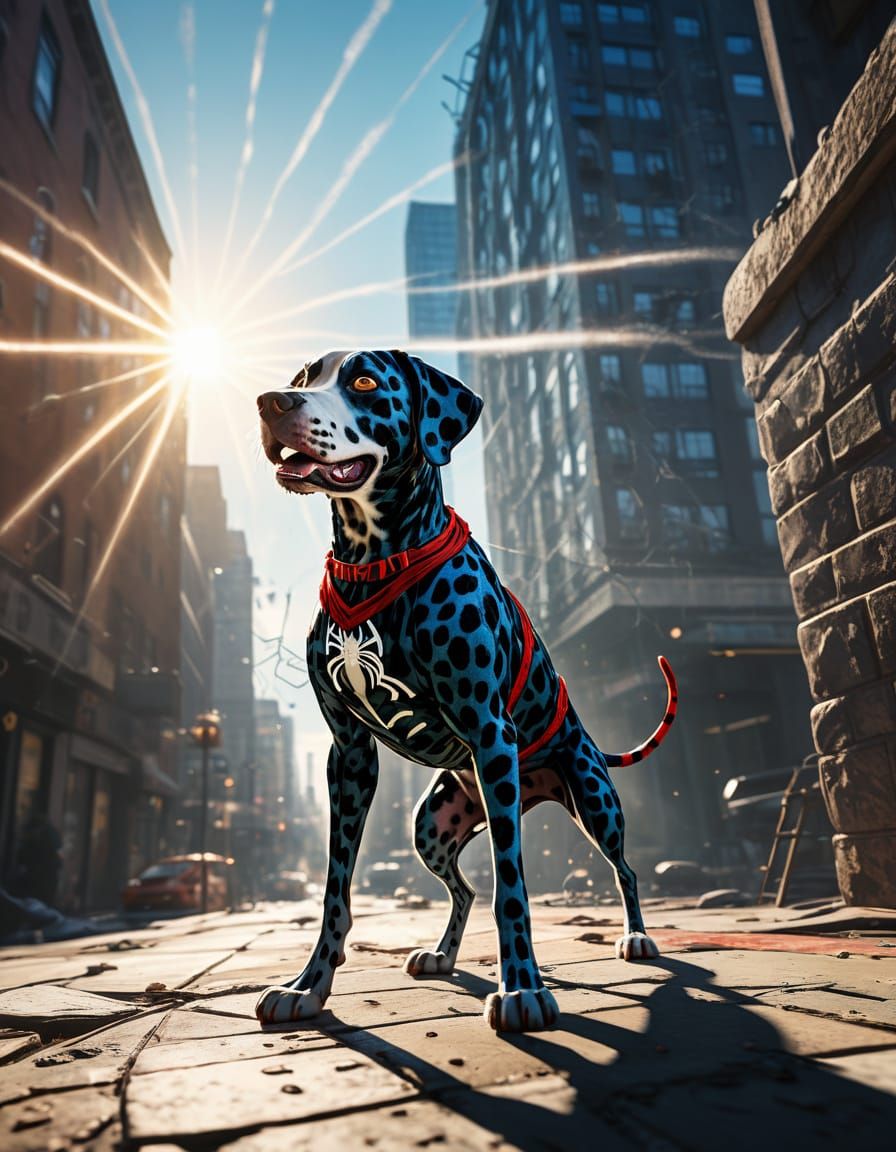 Spiderman and Dalmatian Duo in Comic Style