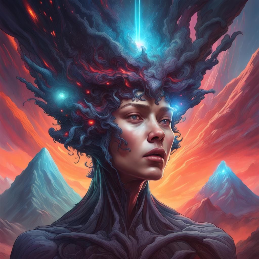 Alien Volcano Eruption: Dark Energy in Digital Art