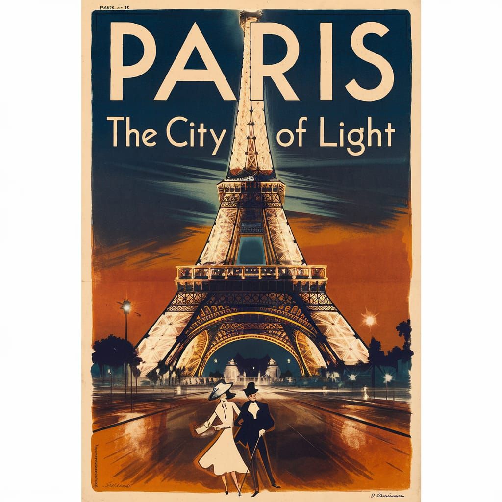 Vintage Paris Travel Poster: City of Light