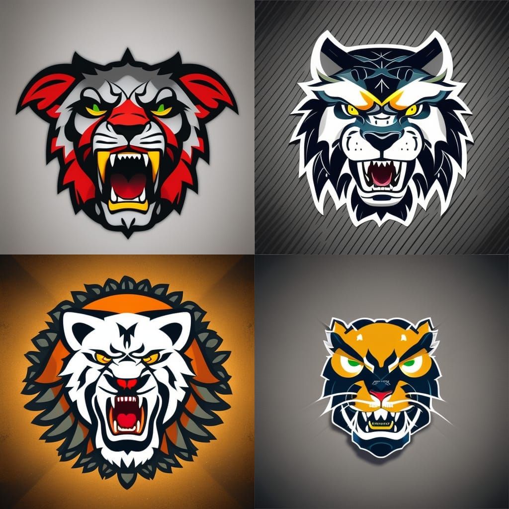 Roaring Lion Head Vector Logo in Airbrush Style