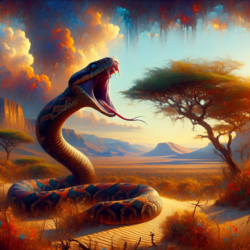 A snake, in the safari desert
