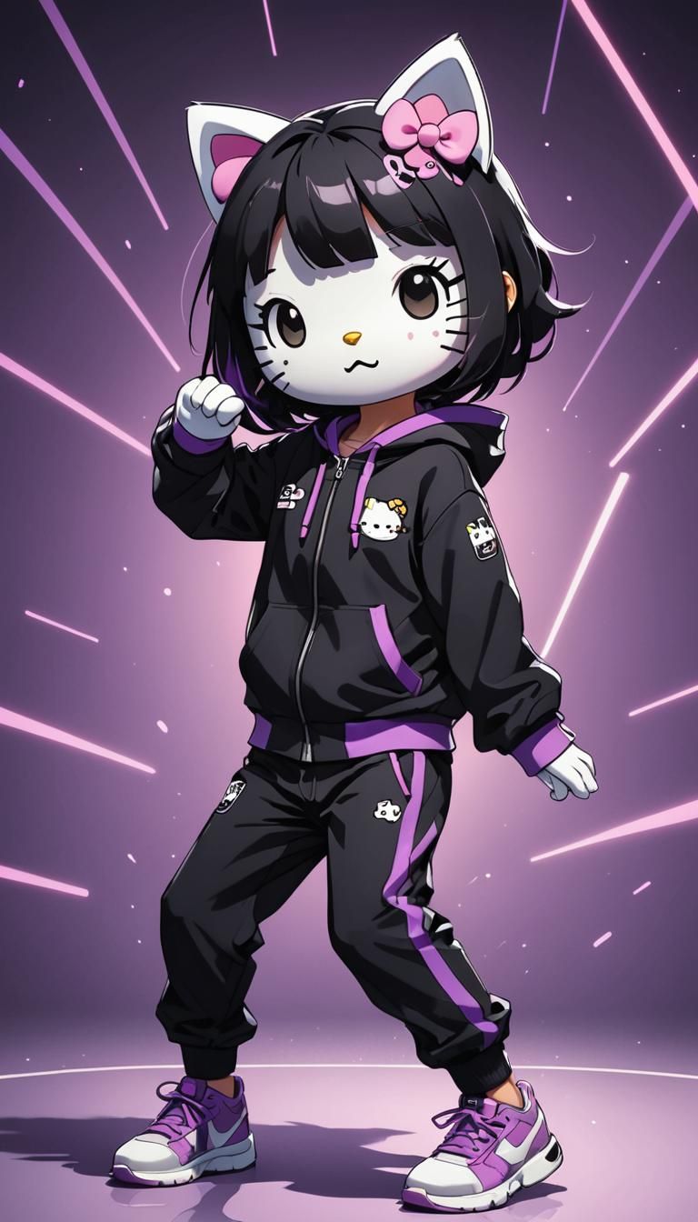 Hello Kitty Dances Jazz in Studio Trigger Anime Style