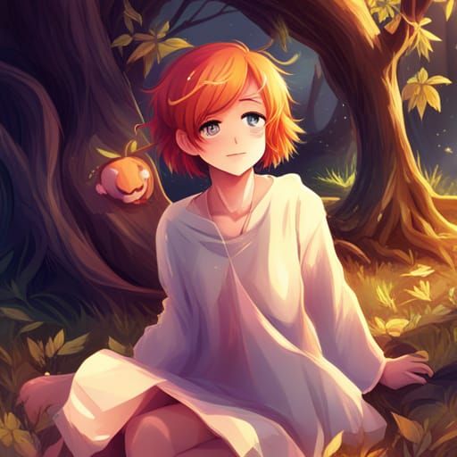 Girl with Leo Zodiac Sign in Anime Style