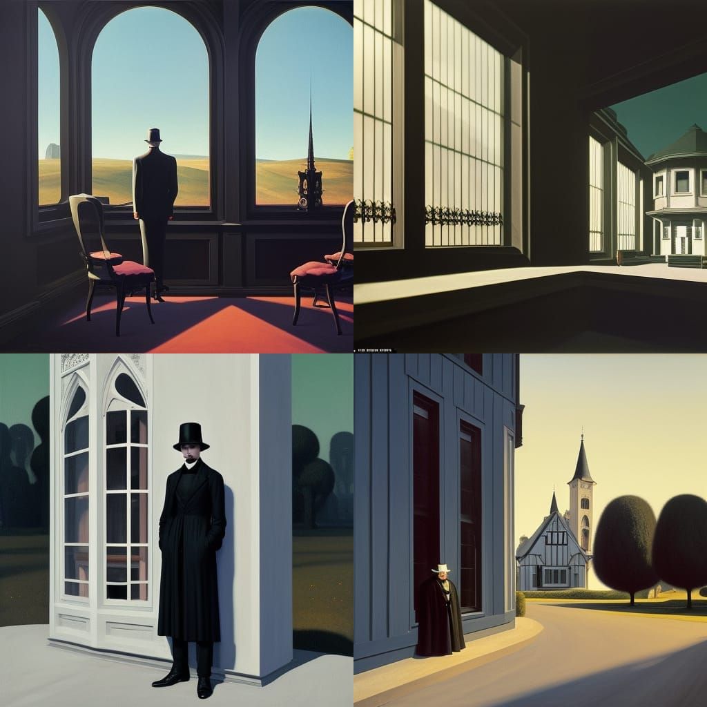 Ominous Gothic Manor Scene in Edward Hopper Style