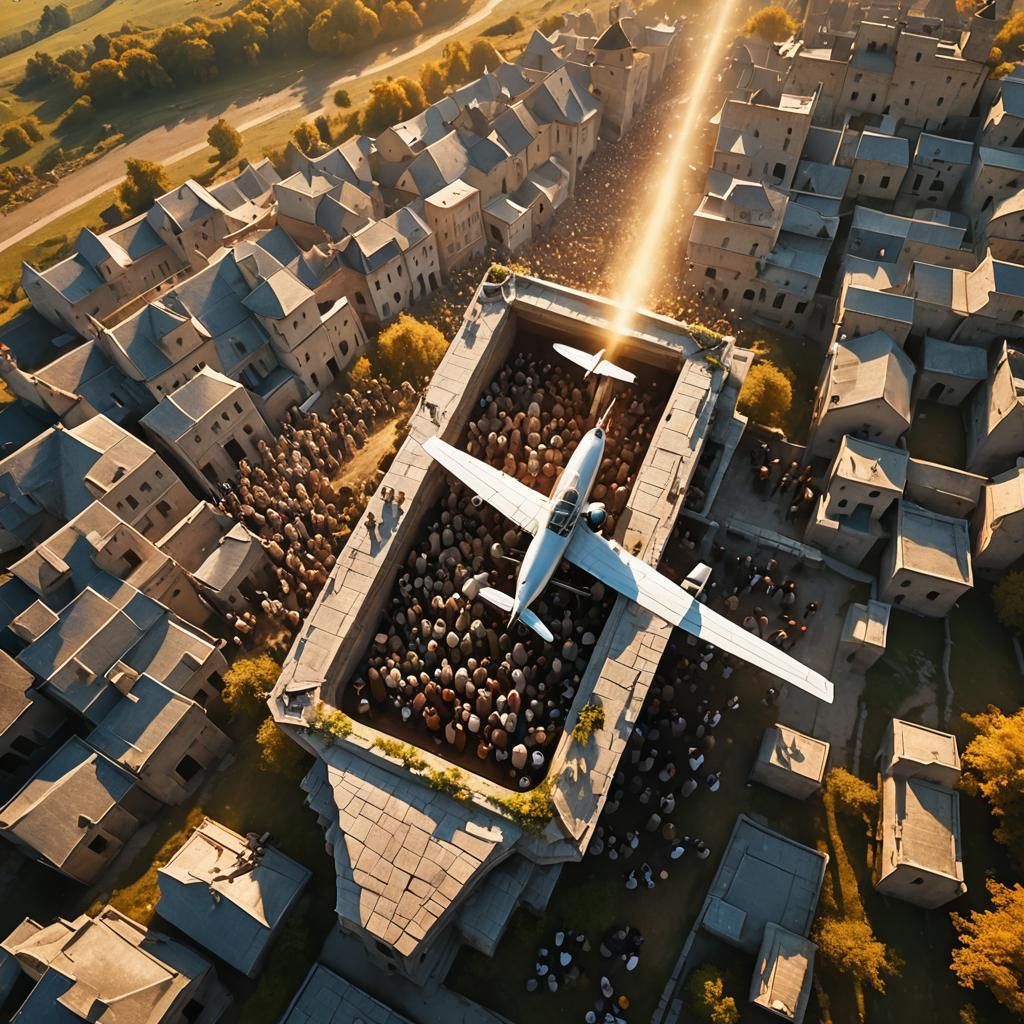 Plane Lands on Rabbi Nachman Tomb, Matte Painting