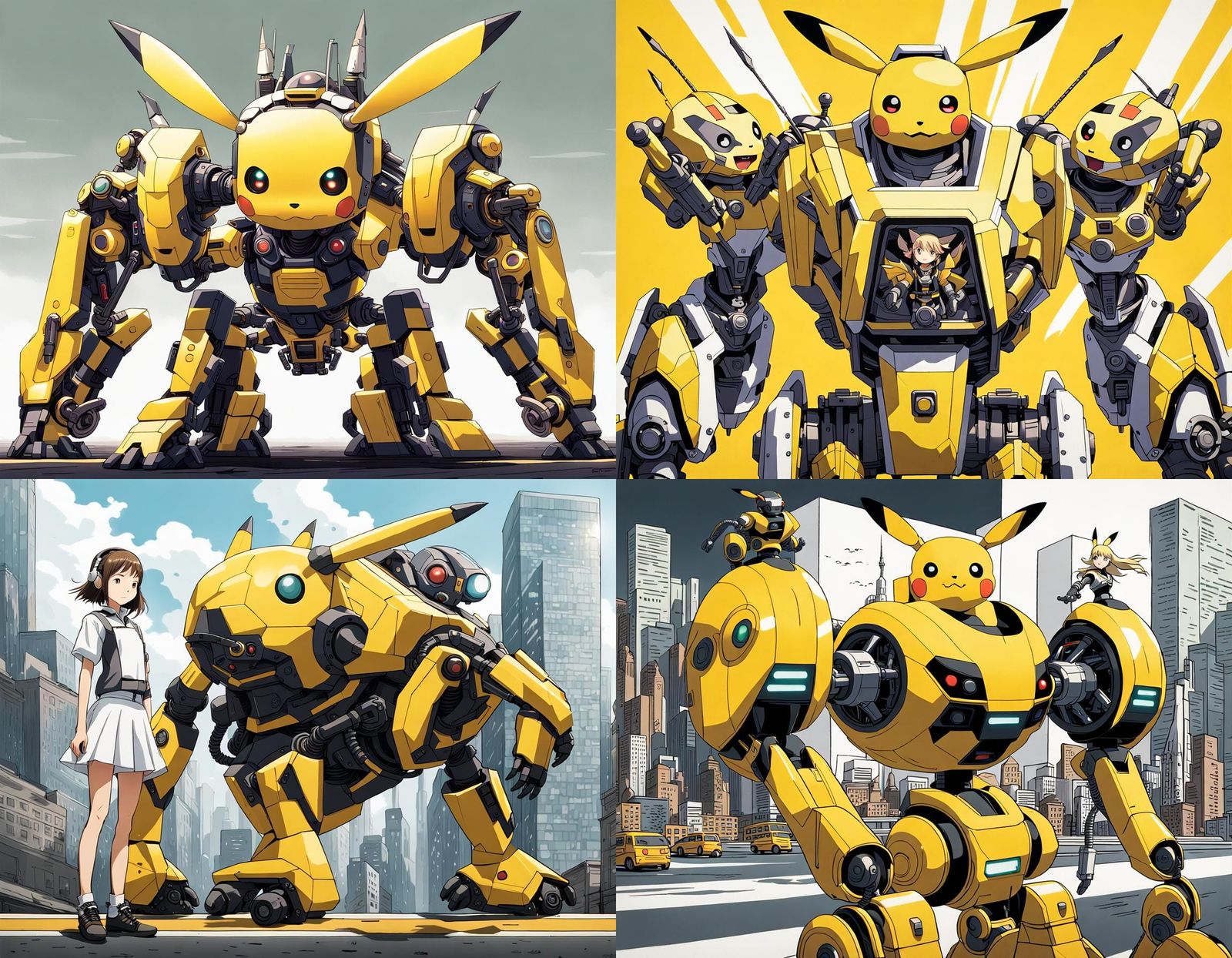 Woman Pilots Pikachu Robot in Destroyed City